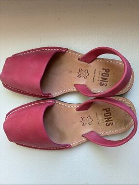 Pons Red Leather Women’s Slide Sandals